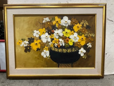 Framed Floral Oil on Canvas Artwork (29inx38in)