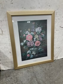 Framed Blossom, Iris, and Peonied Floral Art Print by Albert Williams (26inx32in)