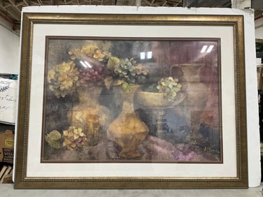 Framed Floral Artwork Signed Albevia (34inx44in)