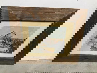 Framed Boat Art Print Signed by Jesse Moroles (17inx20in)