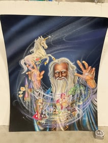 Signed Wizard Artwork on Board (25.5inx32.5in)