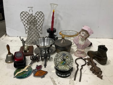 Vintage Trinkets, Bowls, Stained Glass, and More, (Tallest - 13in)