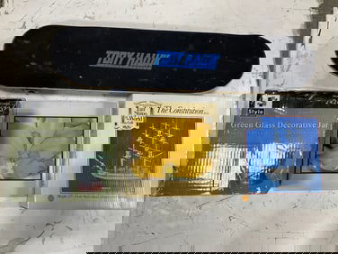 Green Glass Decorative Jar, Tony Hawk Skateboard (31in Long), Handcrafted Boat Replica, and more