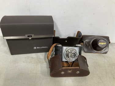 Bell & Howell Case, Argus Case, and Detrola Camera