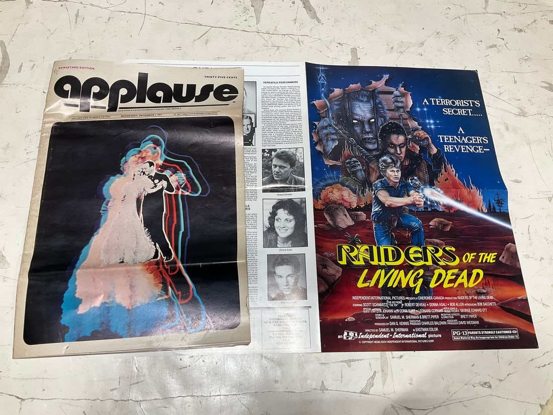 Raiders of the Living Dead film booklet and Applause vintage magazine: Raiders of the Living Dead film booklet and Applause vintage magazine