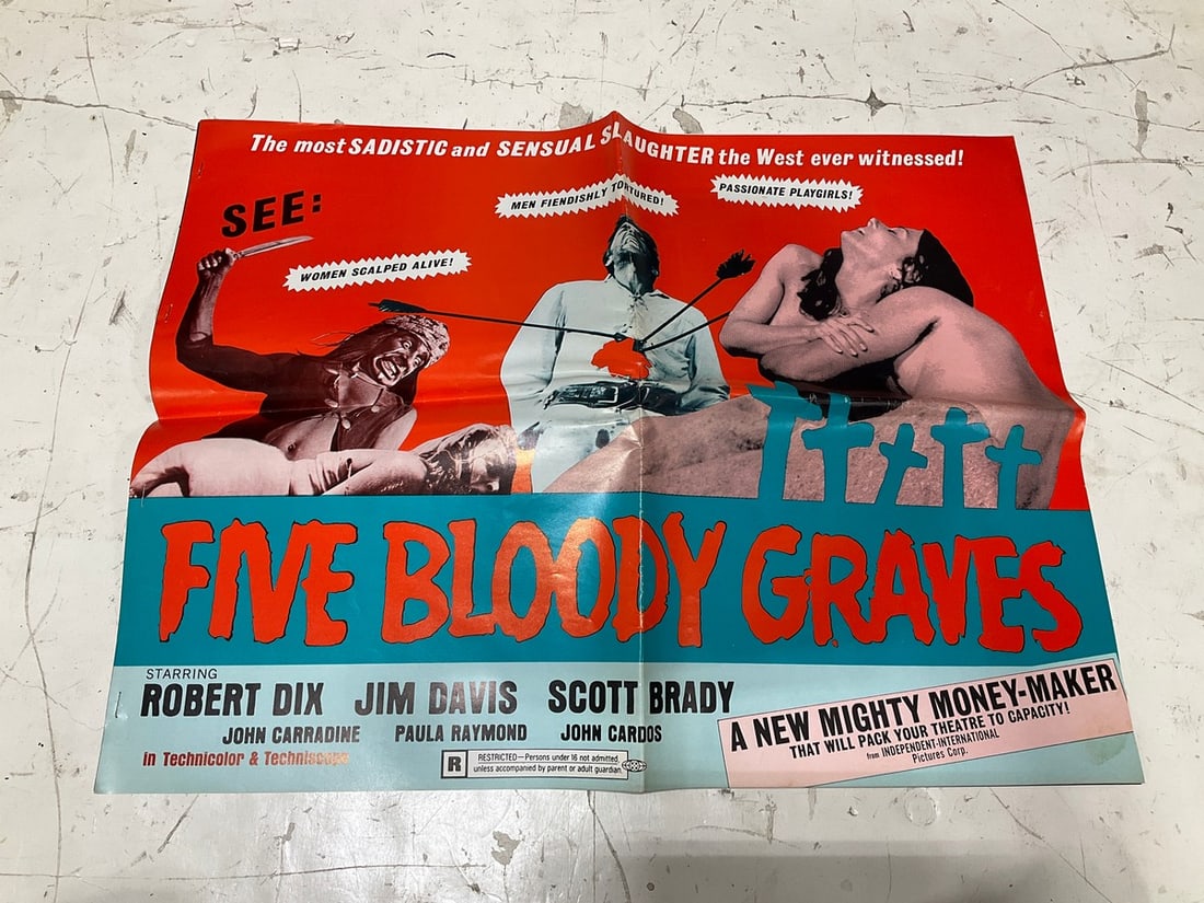 Five Bloody Graves rated R vintage film booklet/poster(17in.x22in.): Five Bloody Graves rated R vintage film booklet/poster(17in.x22in.)