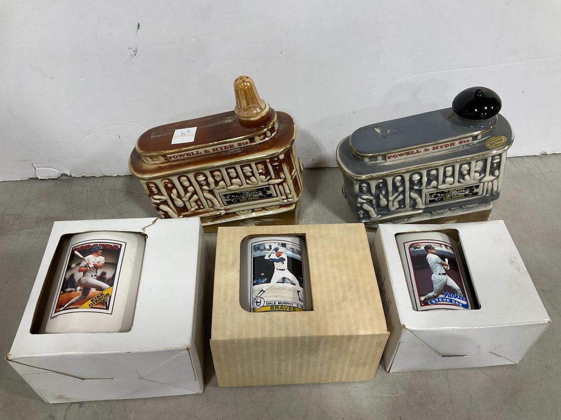 Ezra Brooks decanters(empty) and baseball mugs(new in package) (1 of 1)