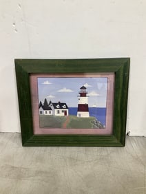 Framed and signed lighthouse artwork(10.5in.x12.5in.)