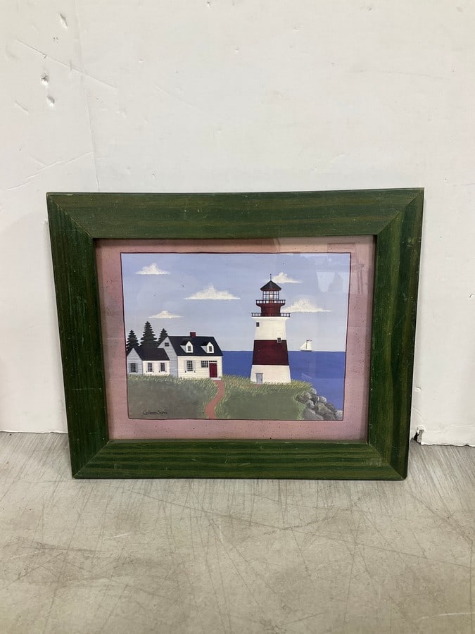 Framed and signed lighthouse artwork(10.5in.x12.5in.) (1 of 1)