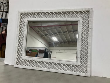 White Wicker Framed Mirror (24inx30in)