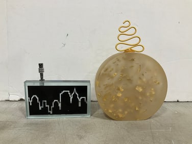 Martha Stewart Perfume Bottle (9.5in Tall), and Signed Perfume Bottle *chipped*