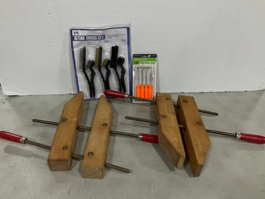 6pc. detail brush set, adjustable handscrew clamps, and more