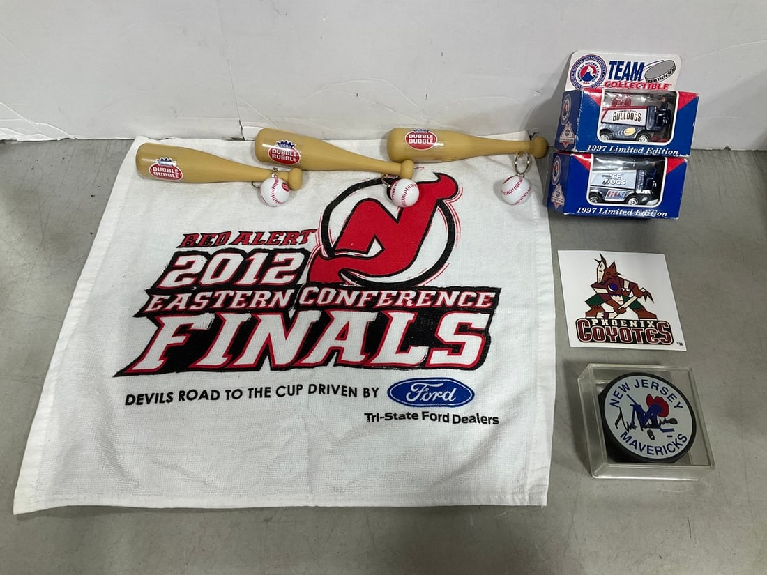 Vintage 1980's American Hockey League Zamboni's and signed puck: Vintage 1980's American Hockey League Zamboni's and signed puck