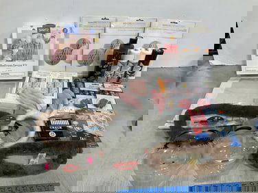 Various party decor, wigs, and more