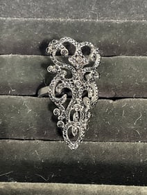 Sterling Silver Ring with Diamond Chips