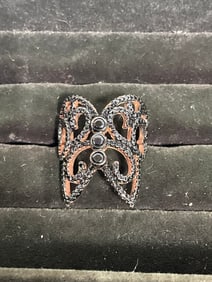 Sterling Silver Ring with Diamond Chips