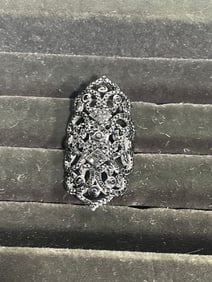 Sterling Silver Ring with Diamond Chips