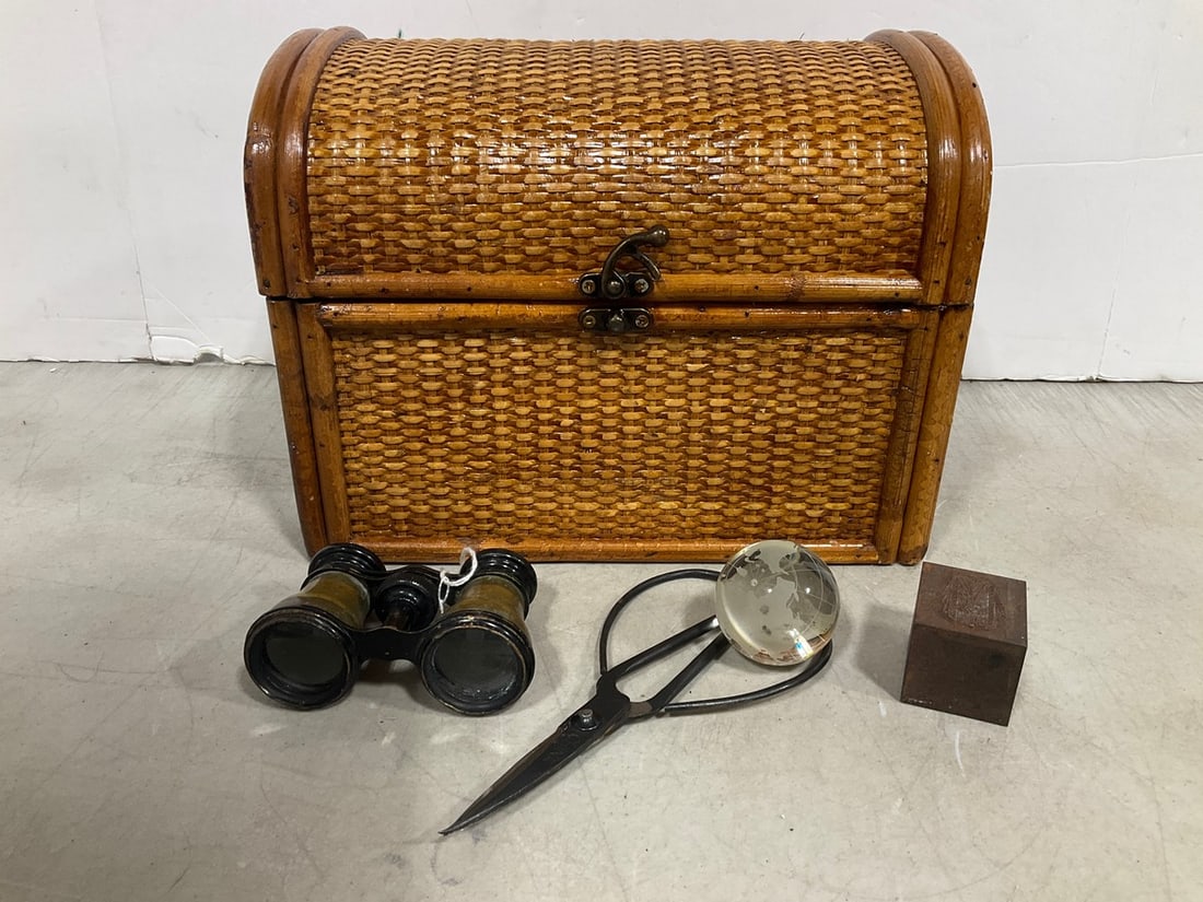 Decorative Wooden Box (8.5inx7inx11in), Vintage Binoculars, and more: Decorative Wooden Box (8.5inx7inx11in), Vintage Binoculars, and more