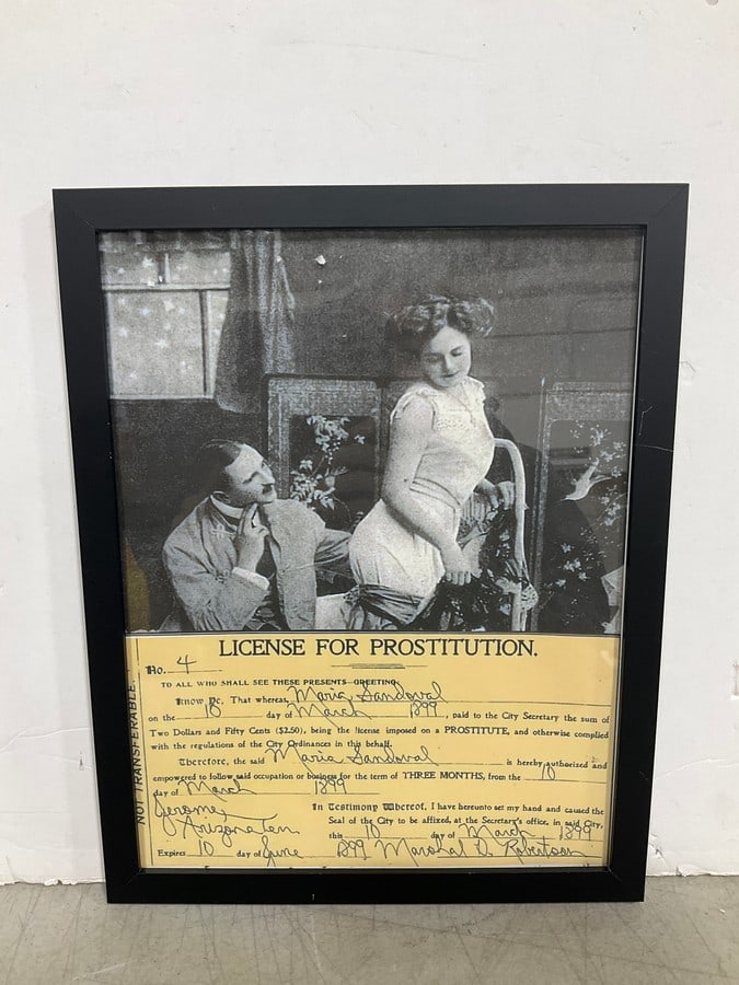 License for prostitution framed print(9.5in.x12in.) (1 of 1)