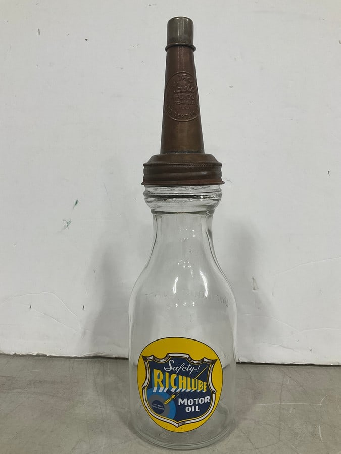 Vintage Richlube glass quart oil container(14in.tall) (1 of 1)