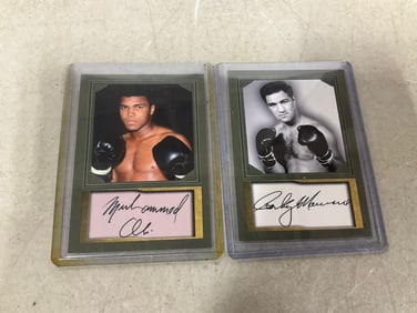 Rocky Marciano and Muhammad Ali facsimile cards