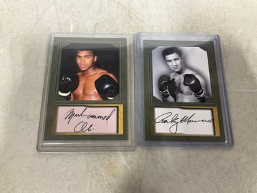 Rocky Marciano and Muhammad Ali facsimile cards