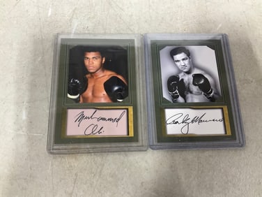 Rocky Marciano and Muhammad Ali facsimile cards
