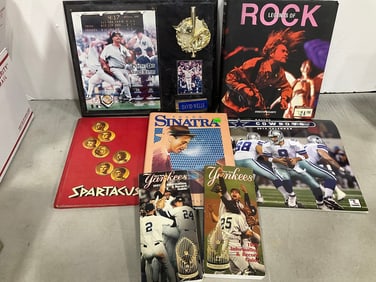 David Wells wall plaque(12in.x15in.) and various sports books/calendar