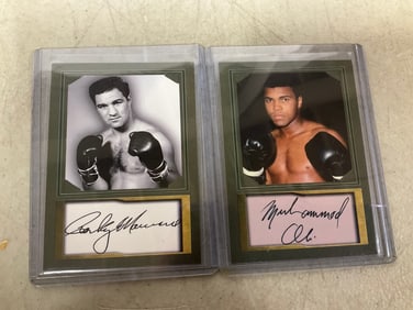 Rocky Marciano and Muhammad Ali facsimile cards