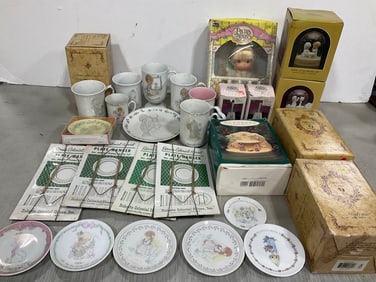 Various Precious Moments Ceramic Cups/Plates, Precious Moments Doll, Boyds Collection Figures, and