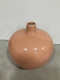 Pink Crackle Glaze Ceramic Vase (13in Tall)