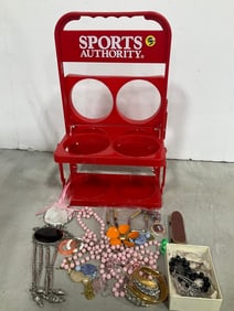 Sports Authority Fold Up Bottle Holder, Various Costume Jewelry, and more