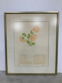 Framed and Signed Floral Artwork (21inx25in)