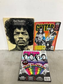 Vintage Jimi Hendrix 1978 songbook and guitar world magazines(Kiss and the Beatles)