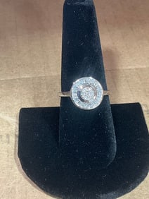 925 Sterling silver ring with stone and diamond chips(size 8.5)