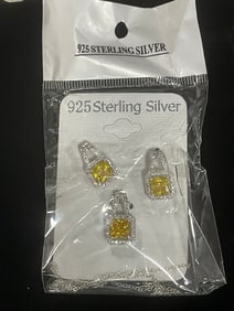 New 925 Sterling silver earrings/pendant set with chain