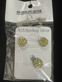 New 925 Sterling silver earrings/pendant set with chain