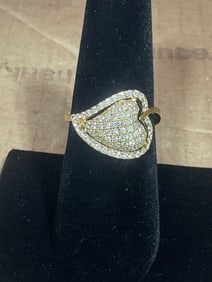925 Sterling silver ring with layers of stone and diamond chips(size 7.5)