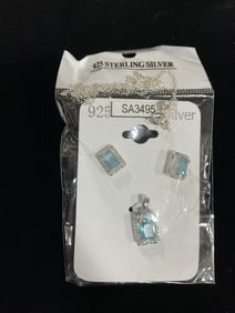 New 925 Sterling silver earrings/pendant set with chain
