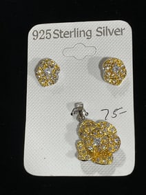 New 925 Sterling silver earrings/pendant set