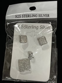 New 925 Sterling silver earrings/pendant set