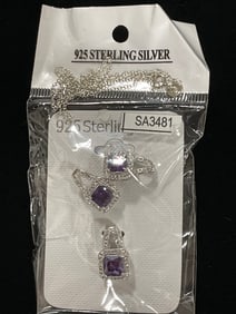 New 925 Sterling silver earrings/pendant set with chain