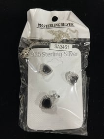 New 925 Sterling silver earrings/pendant set with chain