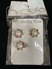 New 925 Sterling silver earrings/pendant set with chain