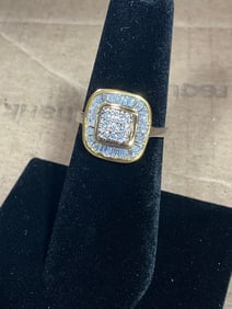 925 Sterling silver ring with layers of Cz stone/diamond chips(size 6)