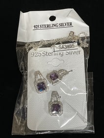 New 925 Sterling silver earrings/pendant set with chain