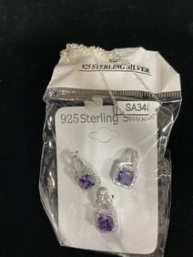 New 925 Sterling silver earrings/pendant set with chain
