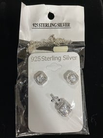 New 925 Sterling silver earrings/pendant set with chain
