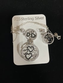 New 925 Sterling silver earrings/pendant set with chain