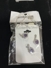 New 925 Sterling silver earrings/pendant set with chain